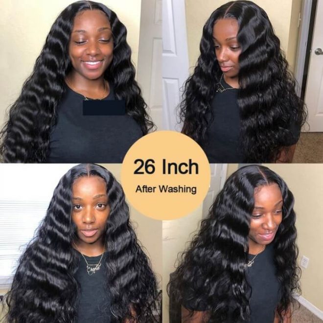 Loose Deep Wave Wigs Natural Black Human Hair Lace Front Wigs
