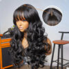 Put On & Go Natural Black Body Wave True Scalp Lace Premium Fiber Bang Wig