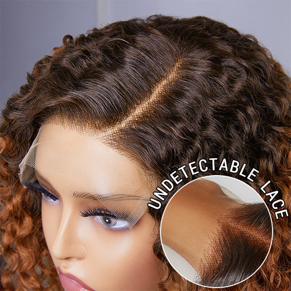 uolova wigs Trendy Mix Brown Curly Glueless Undetectable Invisible